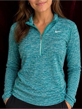 Nike Dri-FIT Running Quarter Zip Pullover Teal Long Sleeve Athletic Top